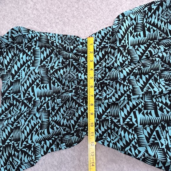 PINK REPUBLIC Aztec Short Dress Sz S Turquoise Black Bar Back Pockets Soft - Picture 9 of 11